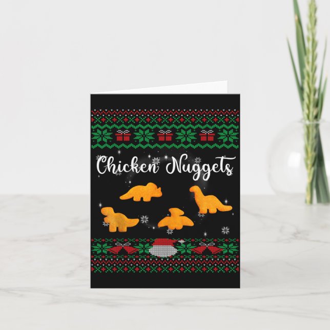Tarjeta Dinos Chicken Nuggets Ugly Christmas Sweater Funny (Anverso)