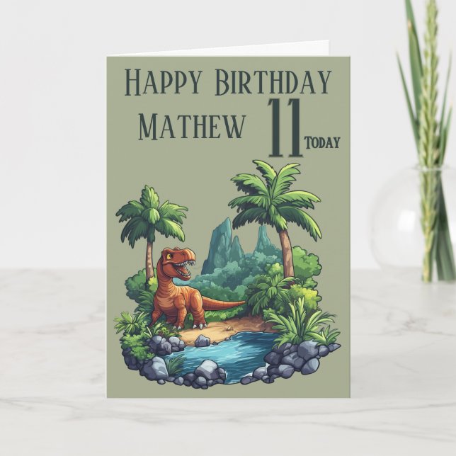 Tarjeta Dinosaur 11 Year Old Birthday Card (Anverso)