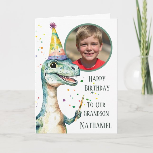 Tarjeta Dinosaur 1 Photo Aperture Birthday Card (Anverso)