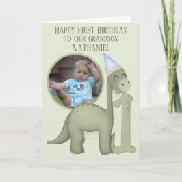 Tarjeta Dinosaur 1 Photo Aperture First Birthday Card