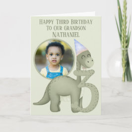 Tarjeta Dinosaur 1 Photo Aperture Third Birthday Card