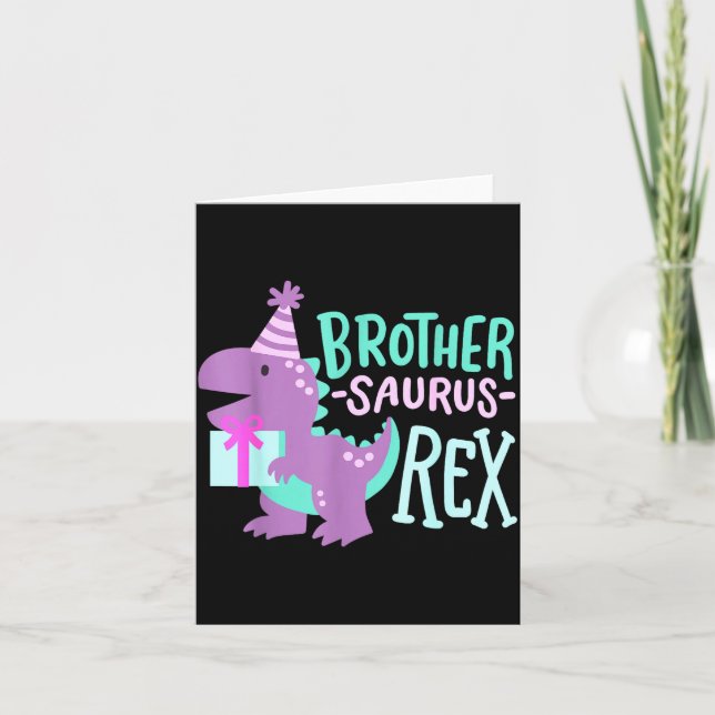 Tarjeta Dinosaur Birthday Brother Saurus T Rex Family Matc (Anverso)