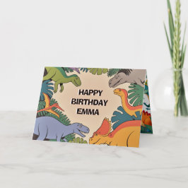 Tarjeta Dinosaur Birthday Greeting Card – Fun Dino Party D