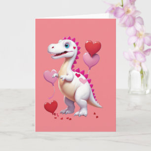 Tarjeta Dinosaur blanco y lindo del día de San Valentín
