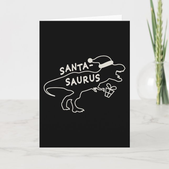 Tarjeta Dinosaur Christmas Kid Gift, Family Xmas Costumes (Anverso)