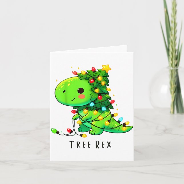Tarjeta Dinosaur Christmas Tree Rex Pajamas Men Boys Xmas  (Anverso)