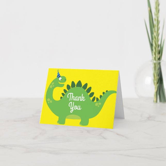 Tarjeta Dinosaur Cute Gracias Cartas De Primer Cumpleaños (Anverso)