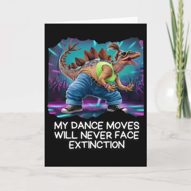 Tarjeta Dinosaur Dance Funny Dancing Dino  (Anverso)