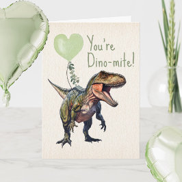 Tarjeta Dinosaur Dino-mite Verde Valentín para Aula 