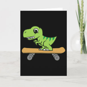 Tarjeta Dinosaur haciendo skateboarding Cute Dinosaur de s