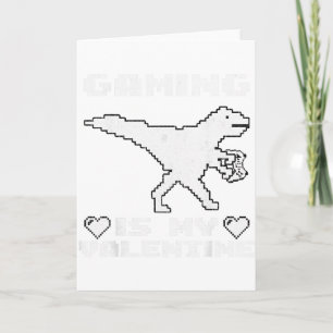 Tarjeta Dinosaur Jugando Videojuegos Divertido Gaming Para