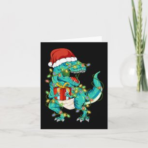 Tarjeta Dinosaur Santa para niños Chicas de Navidad