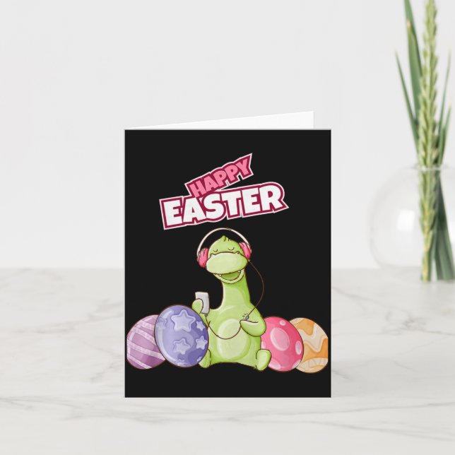 Tarjeta Dinosaur Say Happy Easter Premium Tri-blend  (Anverso)
