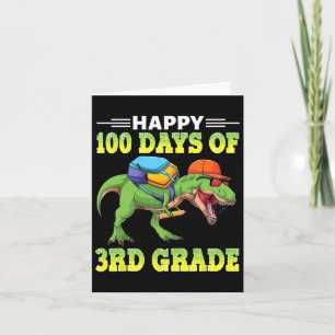 Tarjeta Dinosaur T Rex Feliz 100 Días De 3er Grado 100º D
