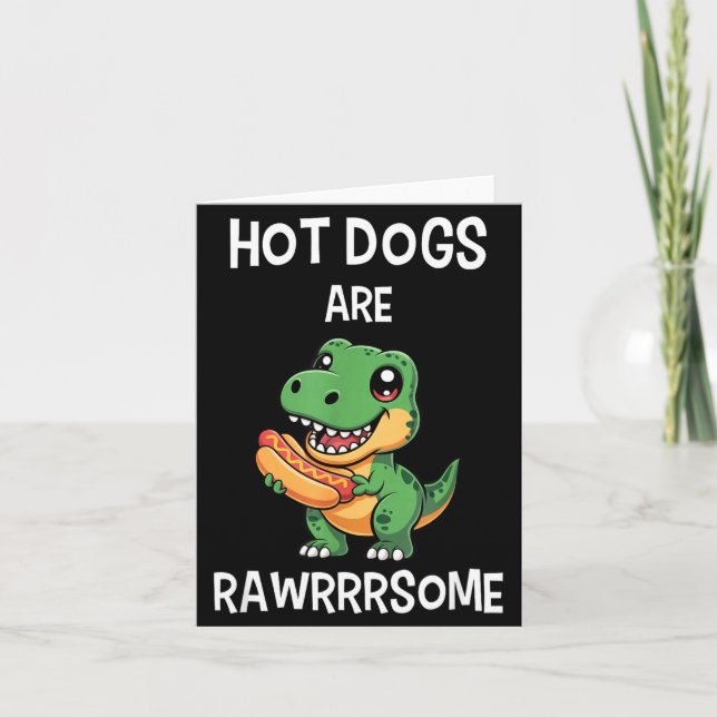 Tarjeta Dinosaur T Rex Hot Dog Shirt Funny Hot Dogs Are Ra (Anverso)