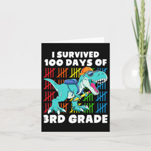 Tarjeta Dinosaur T Rex I Sobrevivió 100 Días De Escuela 3e