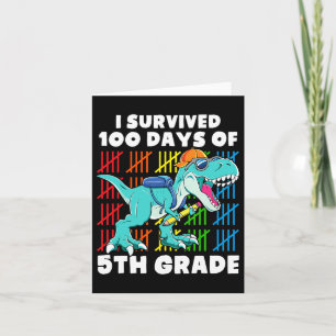 Tarjeta Dinosaur T Rex I Sobrevivió 100 Días De Escuela 5º