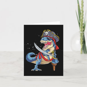 Tarjeta Dinosaur T Rex Pirate Jolly Roger Halloween Regalo