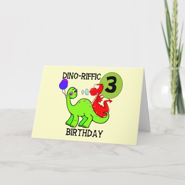 Tarjeta Dinosaurio 3er cumpleaños camisetas y regalos (Anverso)