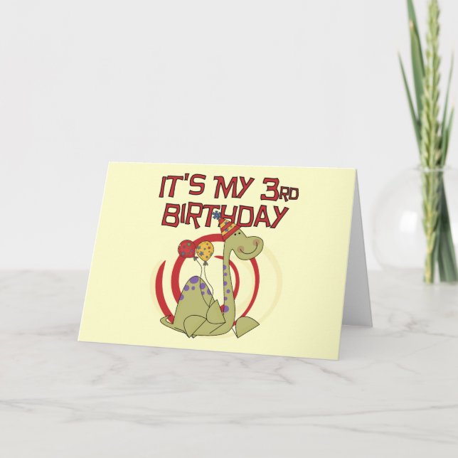 Tarjeta Dinosaurio 3er cumpleaños camisetas y regalos (Anverso)