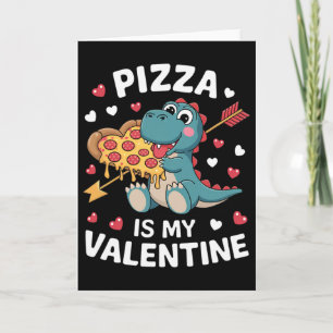 Tarjeta Dinosaurio Adorable Sosteniendo Pizza Para Un Día