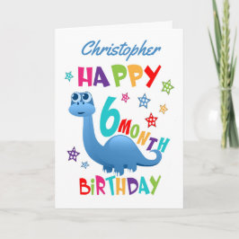 Tarjeta Dinosaurio Azul 6 meses cumpleaños