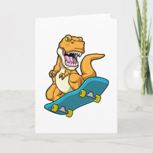 Tarjeta Dinosaurio como patinador con monopatín