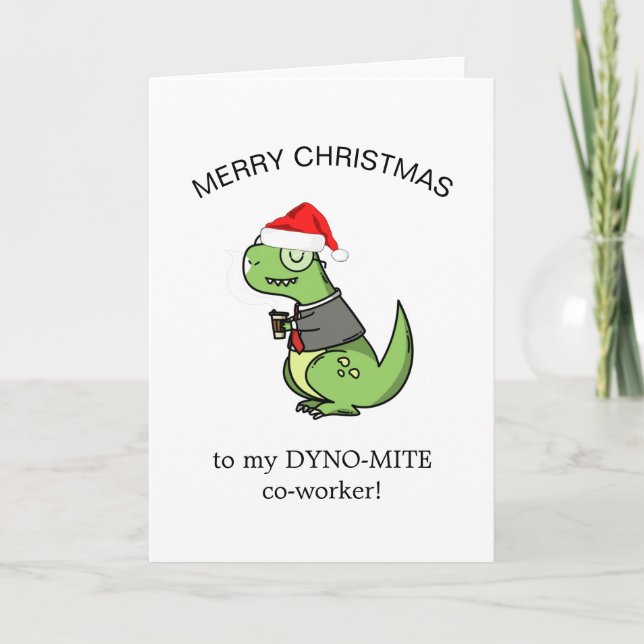 Tarjeta dinosaurio de coworker dinosaurio divertido feliz  (Anverso)