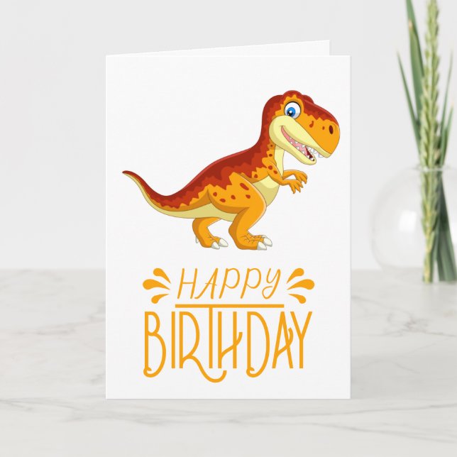 Tarjeta Dinosaurio de cumpleaños dorado (Anverso)