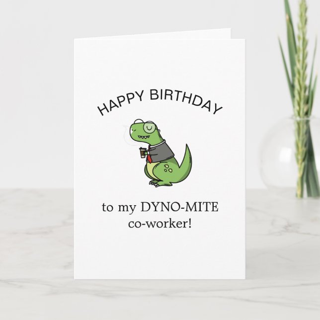 Tarjeta dinosaurio de dinosaur pun de cumpleaños divertido (Anverso)