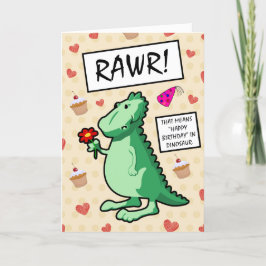 Tarjeta Dinosaurio de flores de Personalizado lindo feliz 