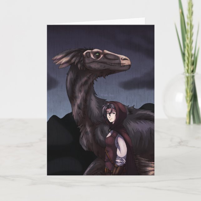 Tarjeta Dinosaurio de Rainy Day (Anverso)