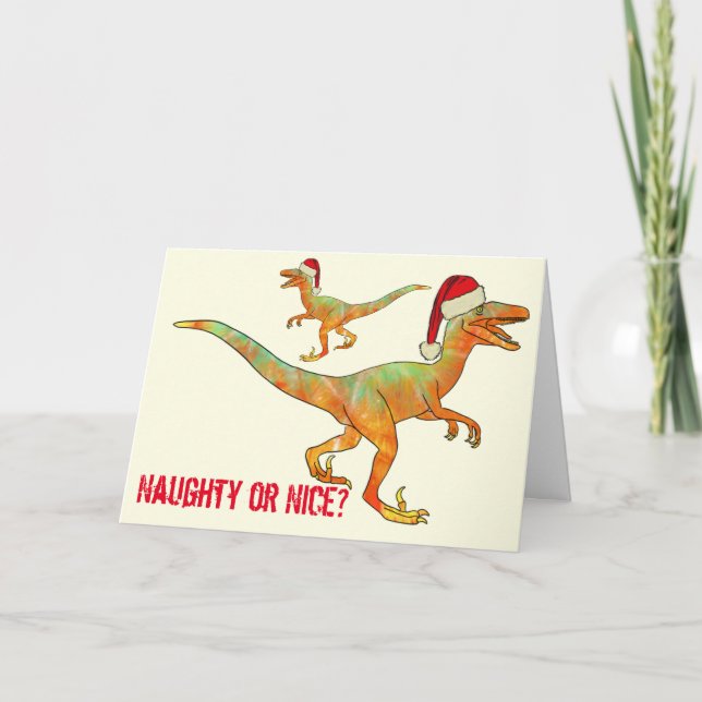 Tarjeta Dinosaurio de Velociraptor Funny (Anverso)