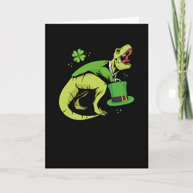 Tarjeta Dinosaurio del Día de los Patrones (Anverso)