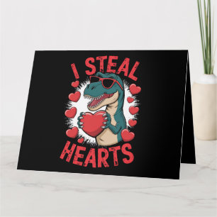 Tarjeta Dinosaurio del Día de San Valentín Roba Corazones 