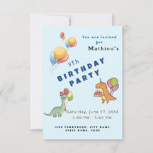 Dinosaurio dino fiesta niños cumpleaños azul diver