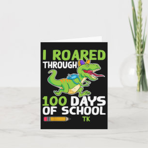 Tarjeta Dinosaurio divertido que recorrí 100 Días De Escue