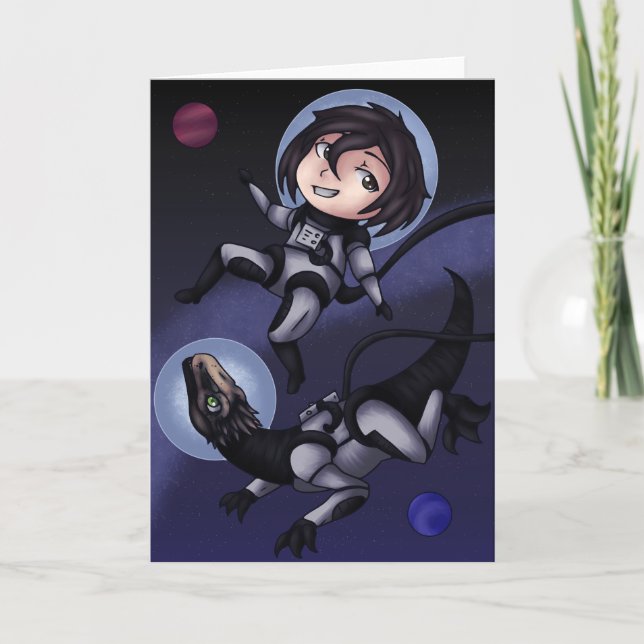 Tarjeta Dinosaurio espacial (Anverso)