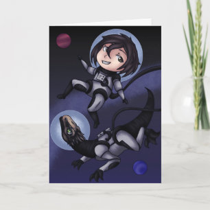 Tarjeta Dinosaurio espacial