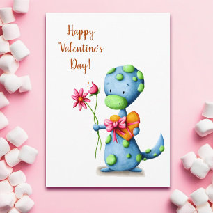 Tarjeta Dinosaurio feliz Día de San Valentín