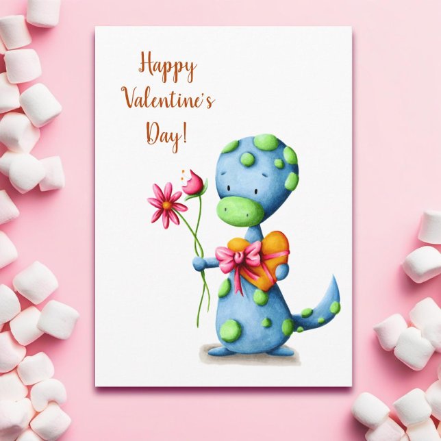 Tarjeta Dinosaurio feliz Día de San Valentín (Subido por el creador)