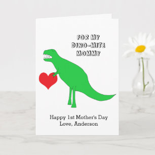 Tarjeta Dinosaurio feliz primer día de la madre desde el n