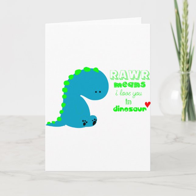 Tarjeta Dinosaurio lindo RAWR (Anverso)