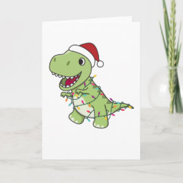 Tarjeta Dinosaurio Navidad Nieve Invierno T-Rex Dino