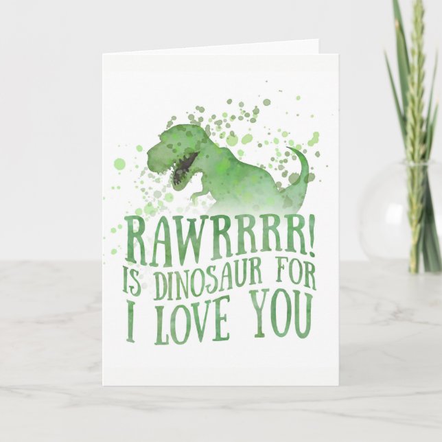 Tarjeta Dinosaurio para "Te amo" (Anverso)