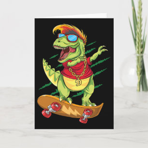 Tarjeta Dinosaurio Skater Patineta Cool Dabbing T Rex S