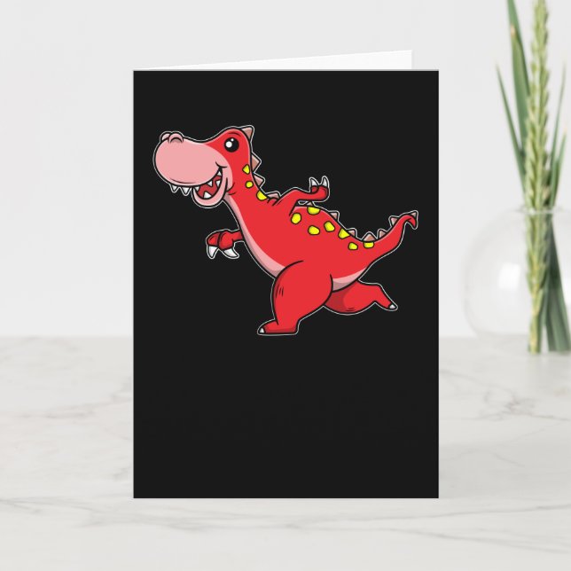 Tarjeta Dinosaurio sonriente para niños (Anverso)