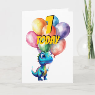 Tarjeta Dinosaurio t Rex 1 HOY BLUE Birday Balloons Card