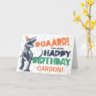 Tarjeta Dinosaurio T-Rex con Sombrero de Fiesta Feliz Cump