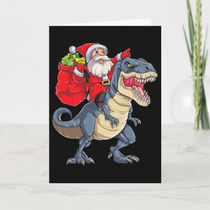 Tarjeta Dinosaurio T Rex Navidad Santa Niños Hombres Chica